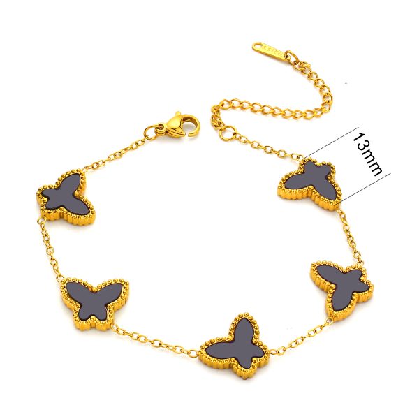 TA264a Lắc tay titan nữ van cleef VCA 5 con bướm nền màu đen