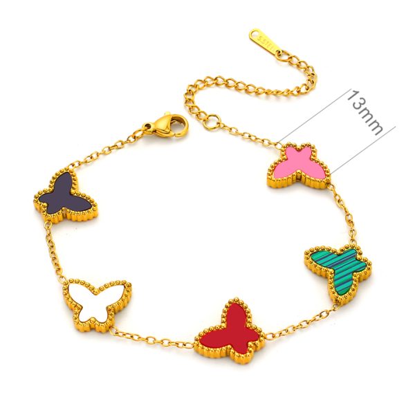 TA266a Lắc tay titan nữ van cleef VCA 5 con bướm nền màu đa màu