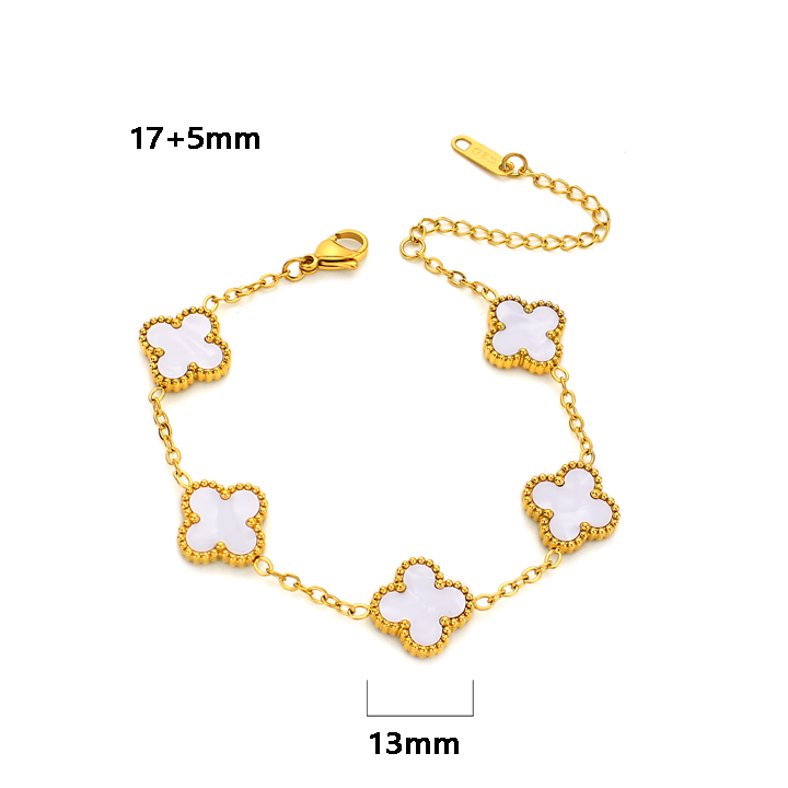 TA311b Lắc tay titan 5 bông hoa van cleef nền trắng size 13mm