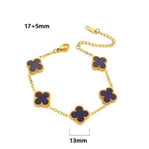 TA311c Lắc tay titan 5 bông hoa van cleef nền đen size 13mm