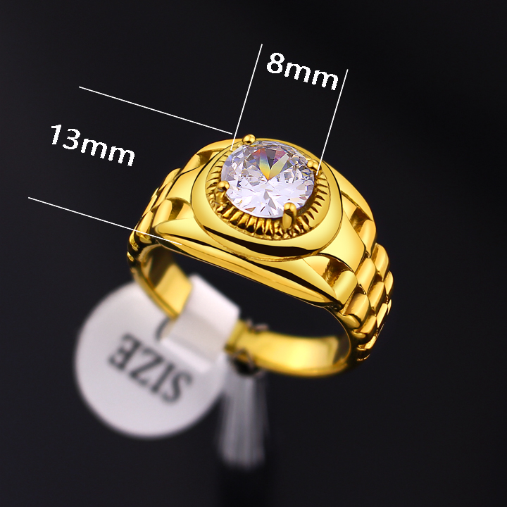 TC326b Nhẫn titan nam mạ màu vàng phong cach rolex