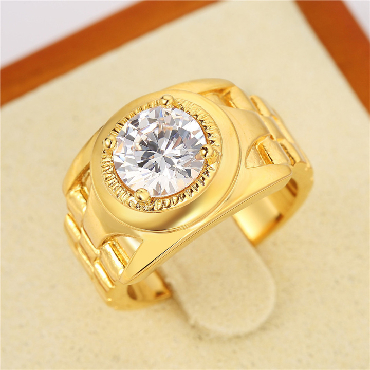 TC326c Nhẫn titan nam mạ màu vàng phong cach rolex