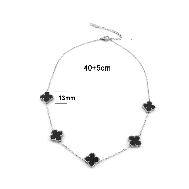 TN134b Dây chuyền nữ titan 5 bông hoa 4 cánh van cleef 13mm