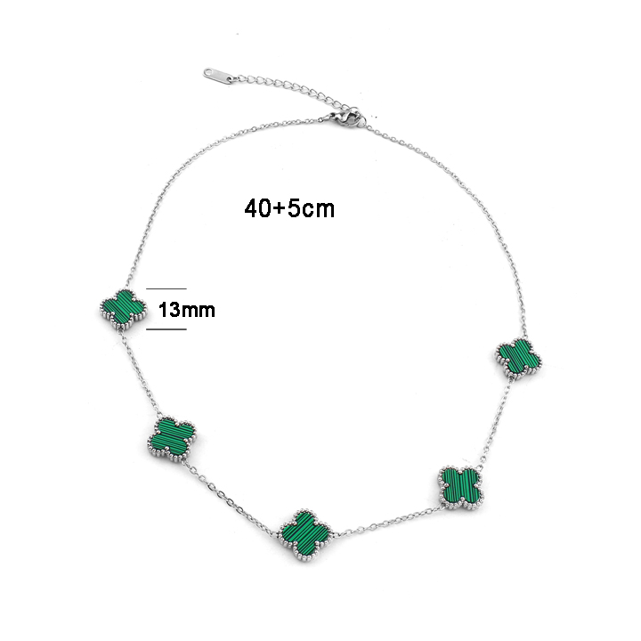 TN134d Dây chuyền nữ titan 5 bông hoa 4 cánh van cleef 13mm