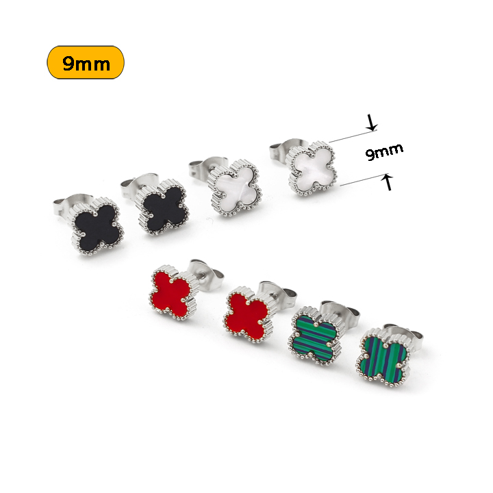 TB309a Bông tai nữ titan hoa 4 cánh van cleef size 9mm
