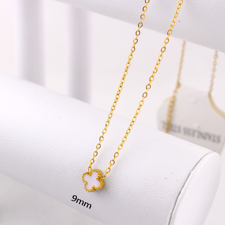 TN883d Dây chuyền nữ titan hoa 4 cánh van cleef size 9mm
