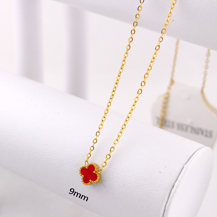 TN883f Dây chuyền nữ titan hoa 4 cánh van cleef size 9mm
