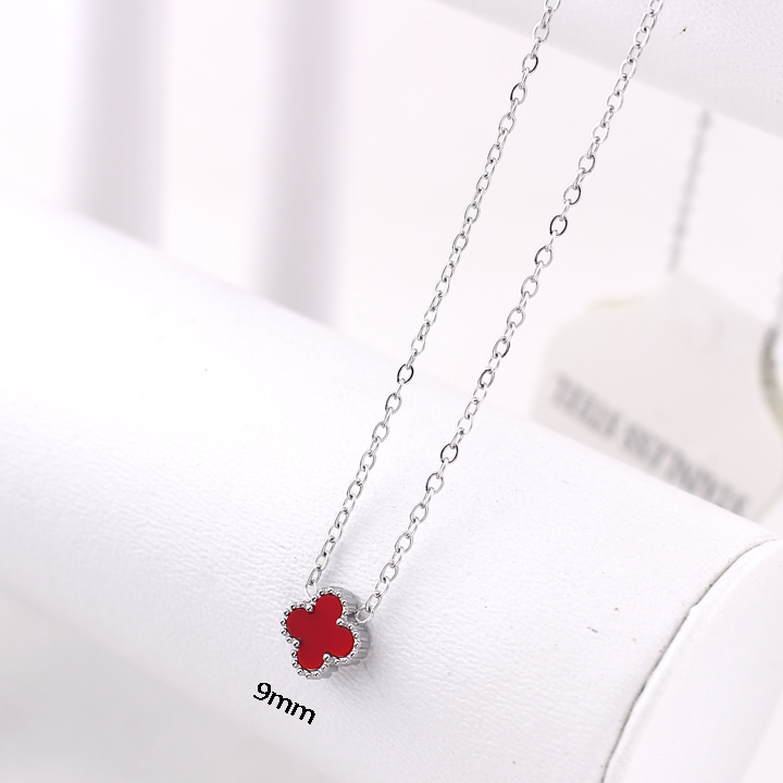 TN884d Dây chuyền nữ titan hoa 4 cánh van cleef size 9mm