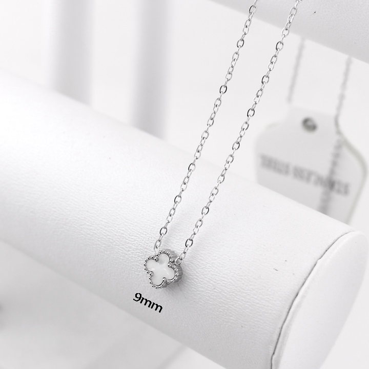 TN884e Dây chuyền nữ titan hoa 4 cánh van cleef size 9mm