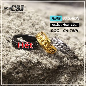 N633a Nhẫn nam inox kiểu lồng xích độc đáo cá tính