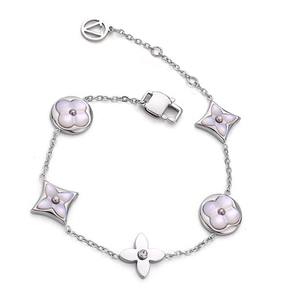 TA323d Lắc tay nữ titan hoa LV thời trang sang trọng luxury