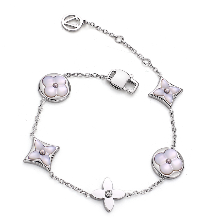 TA323d Lắc tay nữ titan hoa LV thời trang sang trọng luxury