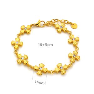 TA329a Lắc tay titan hoa thánh giá đính kim