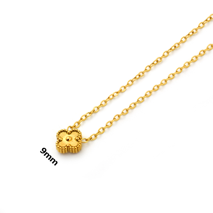 TN886a Dây chuyền nữ titan hoa 4 cánh van cleef chạm máy size 9mm