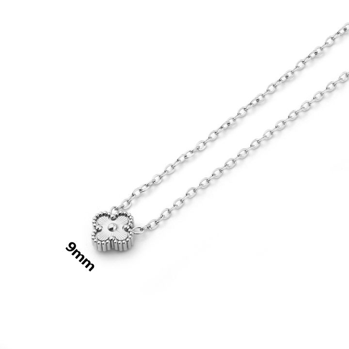 TN886b Dây chuyền nữ titan hoa 4 cánh van cleef chạm máy size 9mm