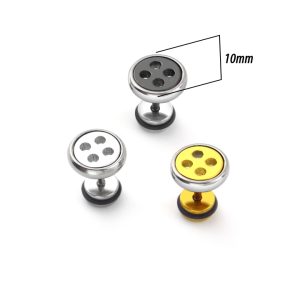 BT025e Bông tai inox hình nút áo độc đáo cá tính