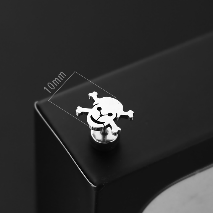 BT050a Bông tai nam inox hình đầu lâu cá tính