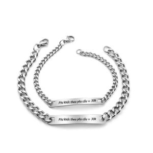 CP020a Lắc tay cặp đôi inox trơn khắc theo yêu cầu