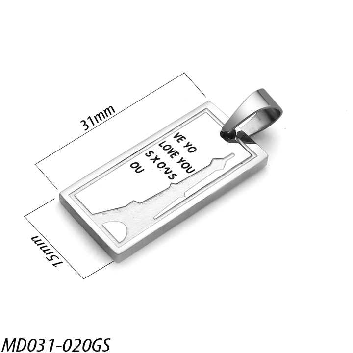 MD031 Mặt dây chuyền inox thẻ chữ nhật hình tháp eiffel