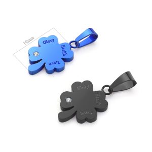 MD032 Mặt dây chuyền inox hình cỏ 4 lá may mắn