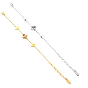 TA330d Lắc tay nữ titan hoa 4 cánh đính kim cách điệu