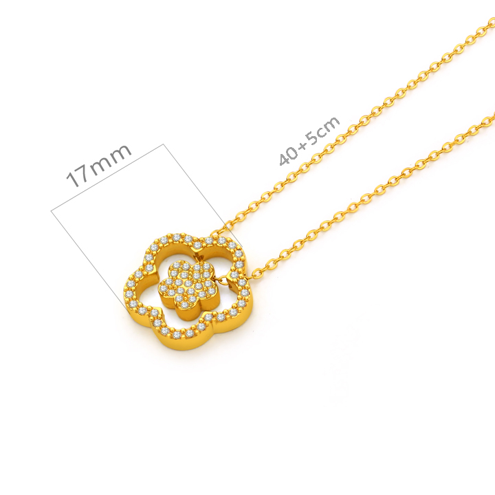 TN895a Dây chuyền nữ titan mặt hình hoa mai đính full kim