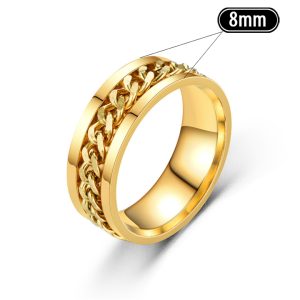 N633a Nhẫn nam Titan kiểu lồng xích màu vàng