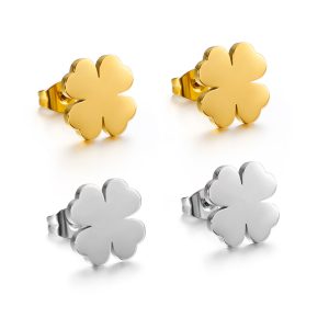 TB028a Bông tai titan cỏ 4 lá may mắn