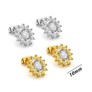 TB029c Bông tai nữ titan hình ovan đính full kim