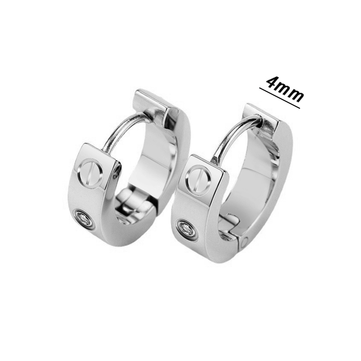 TB096a Bông tai titan cartier 4mm