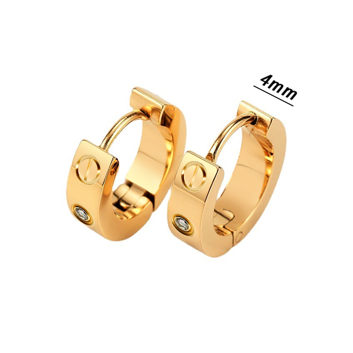 TB096b Bông tai titan cartier 4mm