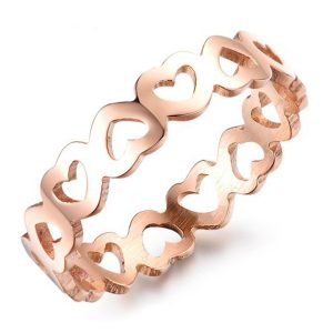 TC044a Nhẫn nữ titan trái tim màu hồng