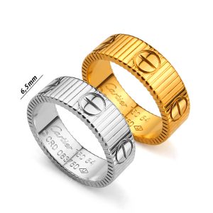 TC049c Nhẫn titan cartier sọc ngang