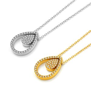 TN114c Dây chuyền nữ titan hình giọt nước đính full kim