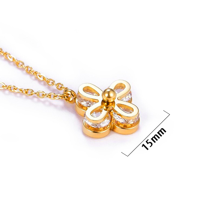 TN132e Dây chuyền titan hoa 4 cánh kẹp hột đá