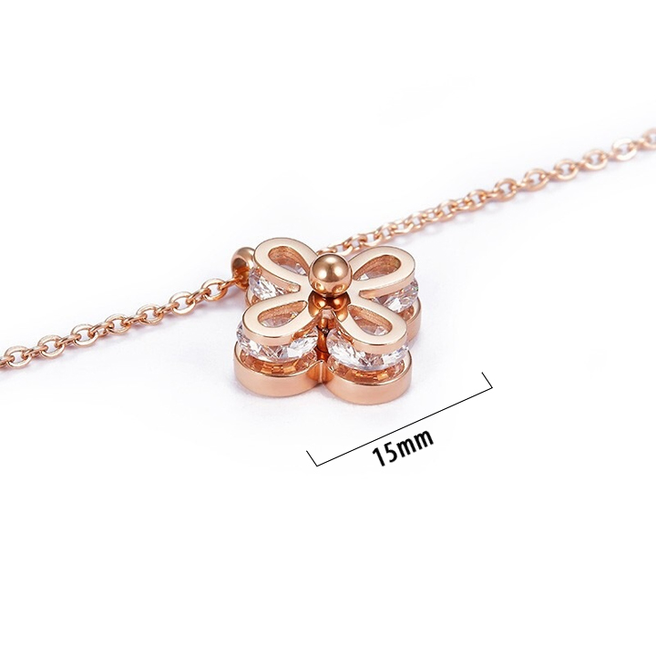 TN132g Dây chuyền titan hoa 4 cánh kẹp hột đá