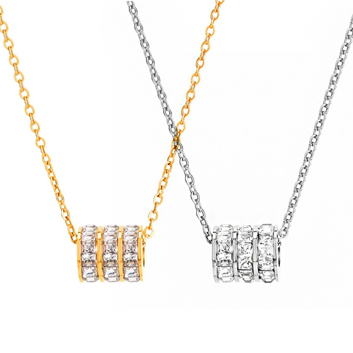 TN189c Dây chuyền titan ống tròn 3 hàng đá