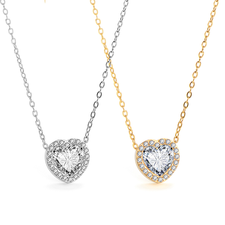 TN688n Dây chuyền nữ titan mặt hình trái tim đính full đá