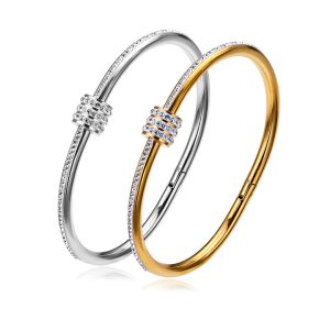 TV152k Vòng tay titan thời trang đính 3 hàng đá