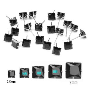 bt167b Bông tai đá vuông đen chấu inox đẹp cá tính