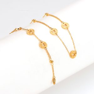 TA075d Combo lắc tay và dây chuyền nữ titan đồng kim tiền