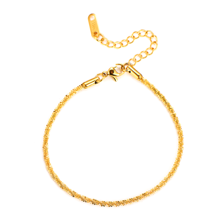 TA220b Lắc tay titan dây xoắn trơn không phụ kiện màu vàng