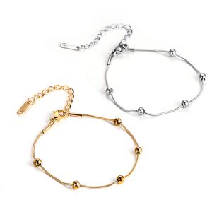 TA244a Lắc tay titan dây mì tròn kết bi cách điệu