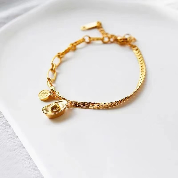 TA363c Lắc tay titan đồng tiền ngân lượng thỏi vàng