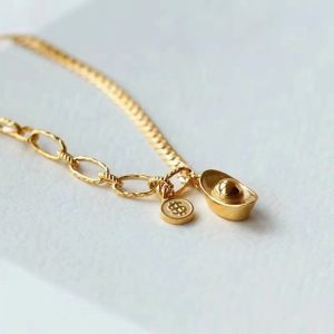 TA363d Lắc tay titan đồng tiền ngân lượng thỏi vàng
