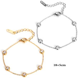 TA647c Lắc chân titan 5 viên đá cách điệu màu vàng