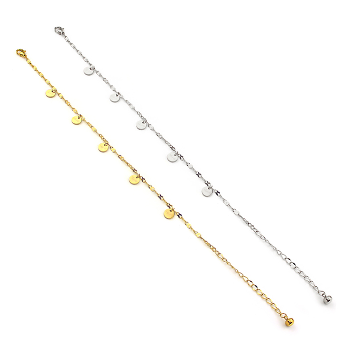 TA667a Lắc chân titan thời trang mặt tròn lucky cách điệu