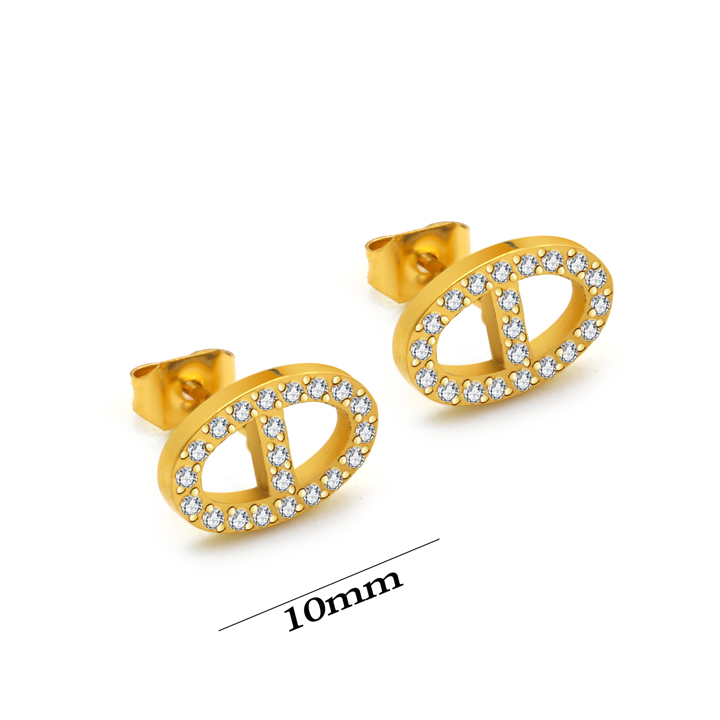 TB081a Bông tai nữ titan hình mũi lơn đính full kim