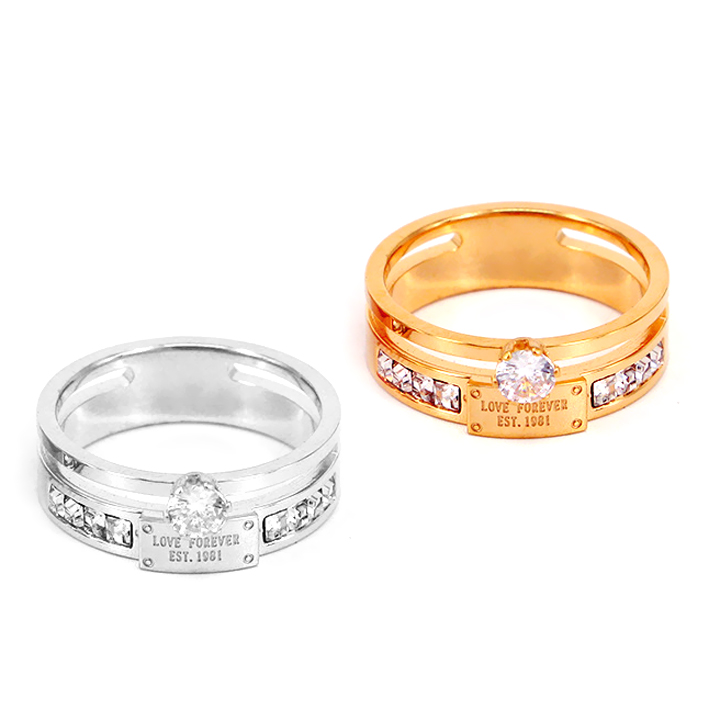 TC062a Nhẫn nữ titan 2 hàng hột cao