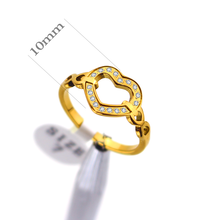 TC346a Nhẫn nữ titan trái tim đính full kim tấm